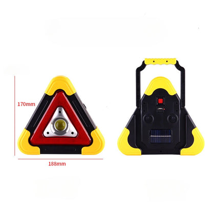 2-IN-1 Solar Emergency Triangular Roadside Warning Light Super Bright LED Work Lights for Car Repairing Camping Hiking Hunting