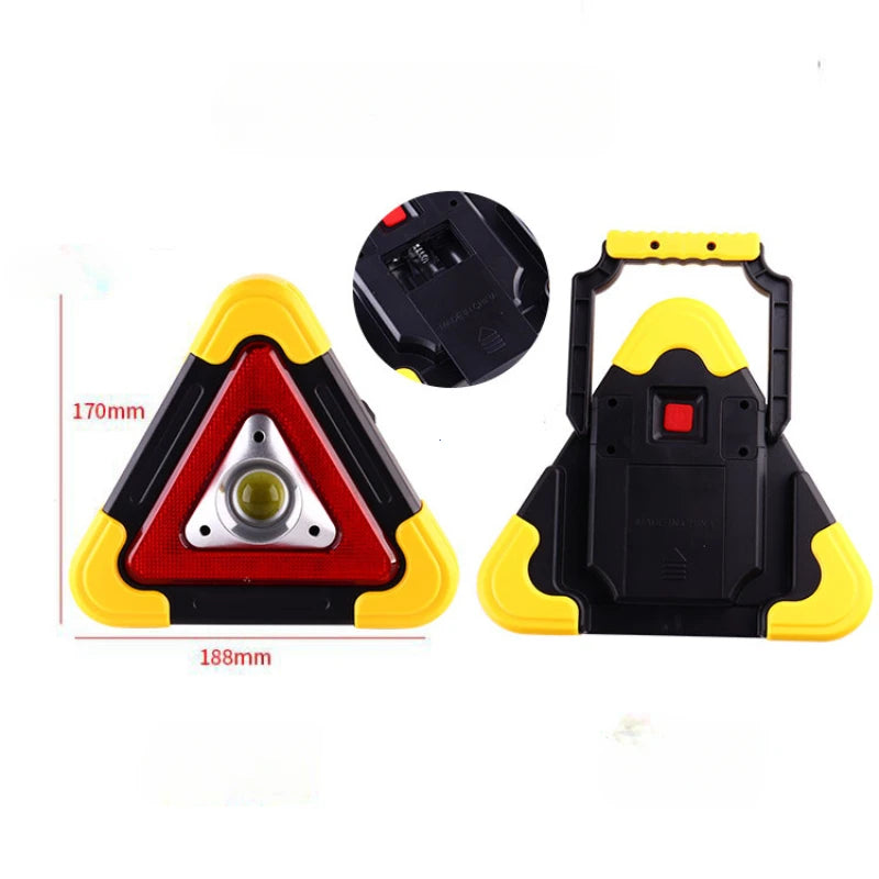 2-IN-1 Solar Emergency Triangular Roadside Warning Light Super Bright LED Work Lights for Car Repairing Camping Hiking Hunting