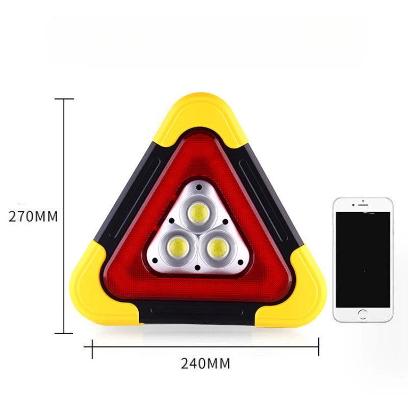 2-IN-1 Solar Emergency Triangular Roadside Warning Light Super Bright LED Work Lights for Car Repairing Camping Hiking Hunting