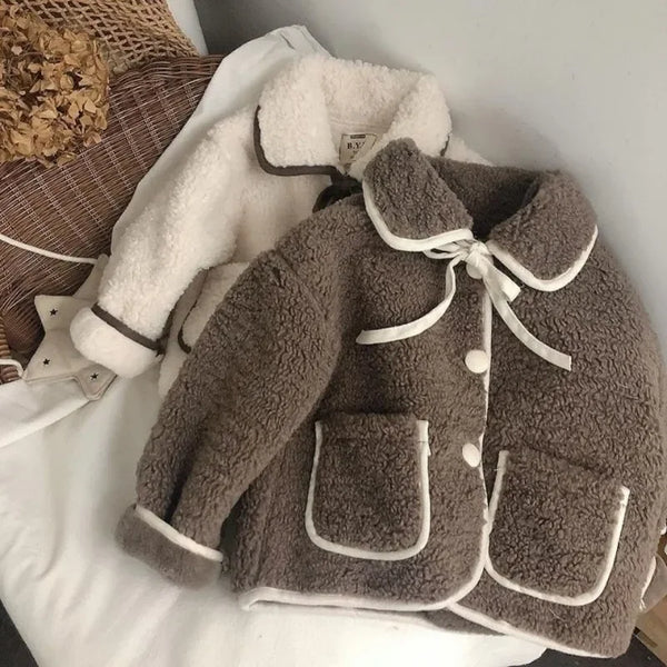 Lunari - Kinder-Kunstfell-Teddy-Mantel, warmer Wintermantel für Mädchen und Jungen