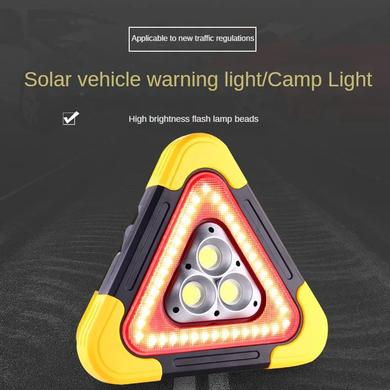 2-IN-1 Solar Emergency Triangular Roadside Warning Light Super Bright LED Work Lights for Car Repairing Camping Hiking Hunting