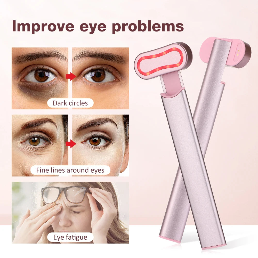 Electric EMS Eye Massager Eye Skincare Skin Care Tool Vibration 42℃ Hot Massage Relax Eyes Photo Therapy